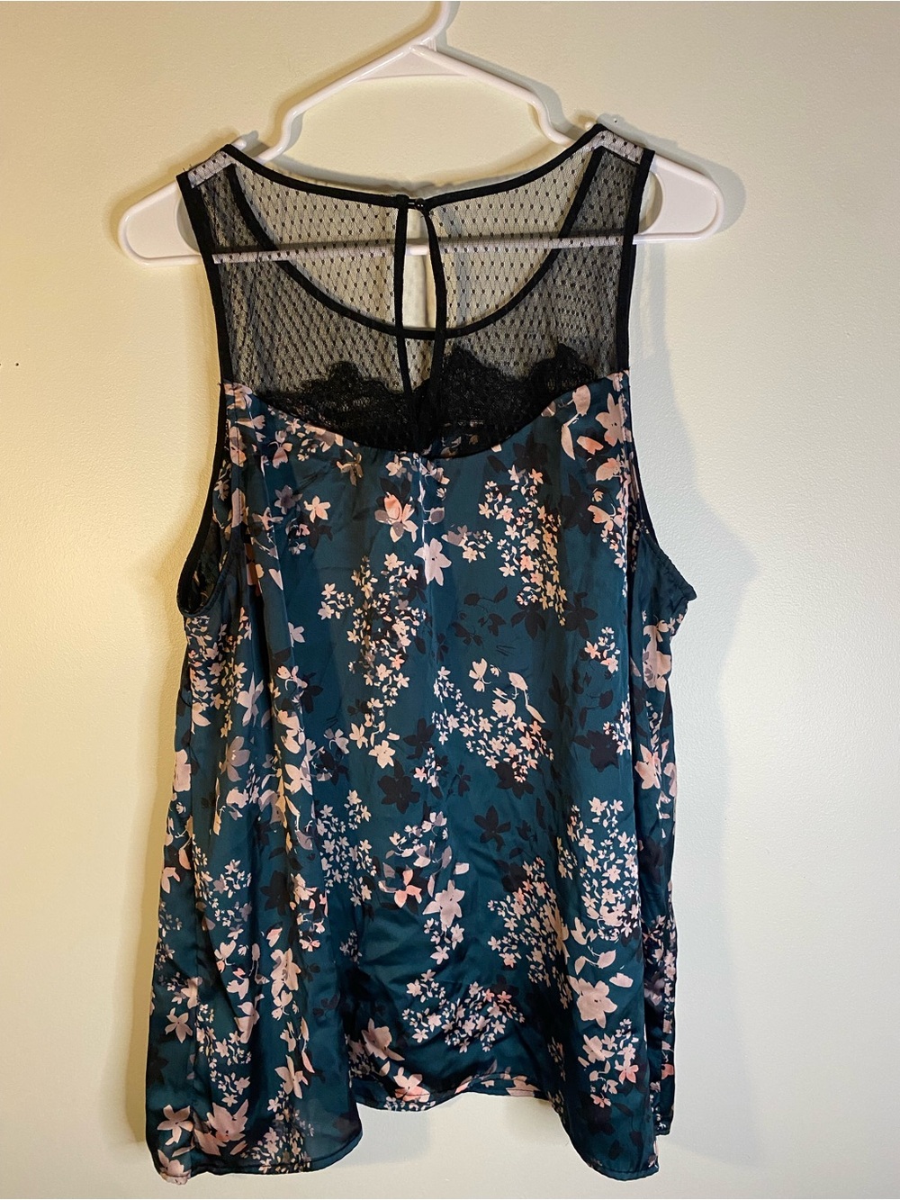 Maurices Teal Floral Lace Trim Sleeveless Camisole - Picture 5 of 12